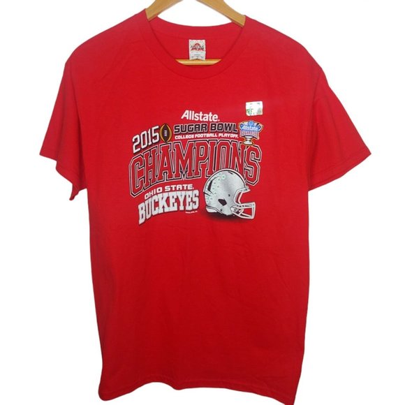 NWOT Ohio State Buckeyes 2015 Allstate Sugar Bowl Champions Men's L Red T Shirt - Picture 1 of 6